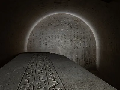 The north wall of an&nbsp;ancient Egyptian burial chamber decorated with spells protecting against snake bites