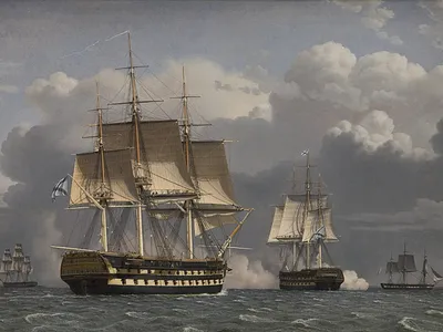 Researchers examined ten paintings&mdash;including Two Russian Ships of the Line Saluting (1827) by Christoffer Wilhelm Eckersberg&mdash;and found that seven included traces of proteins associated with brewing beer.