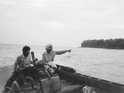 Boatmen off North Sentinel Island in 1998