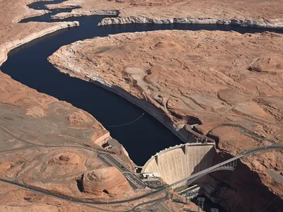 Aerial photo of the Glen Canyon Dam on the Colorado River
