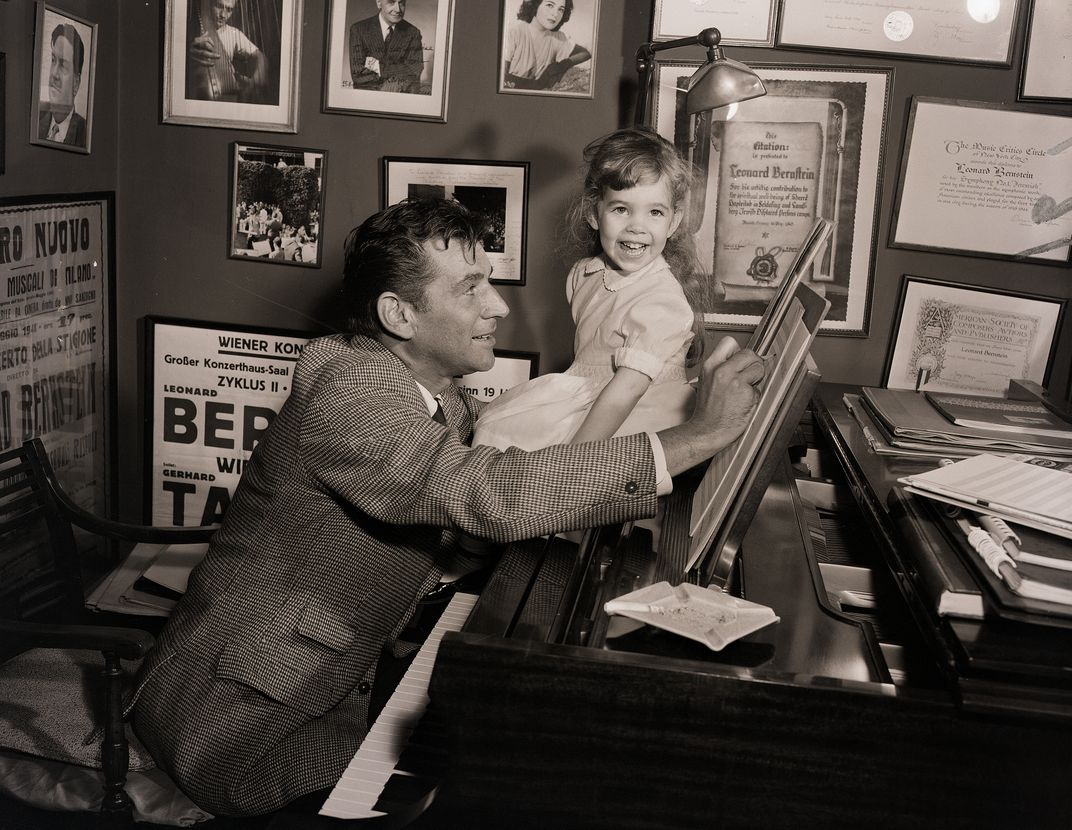 Bernstein with daughter, Jamie, at piano