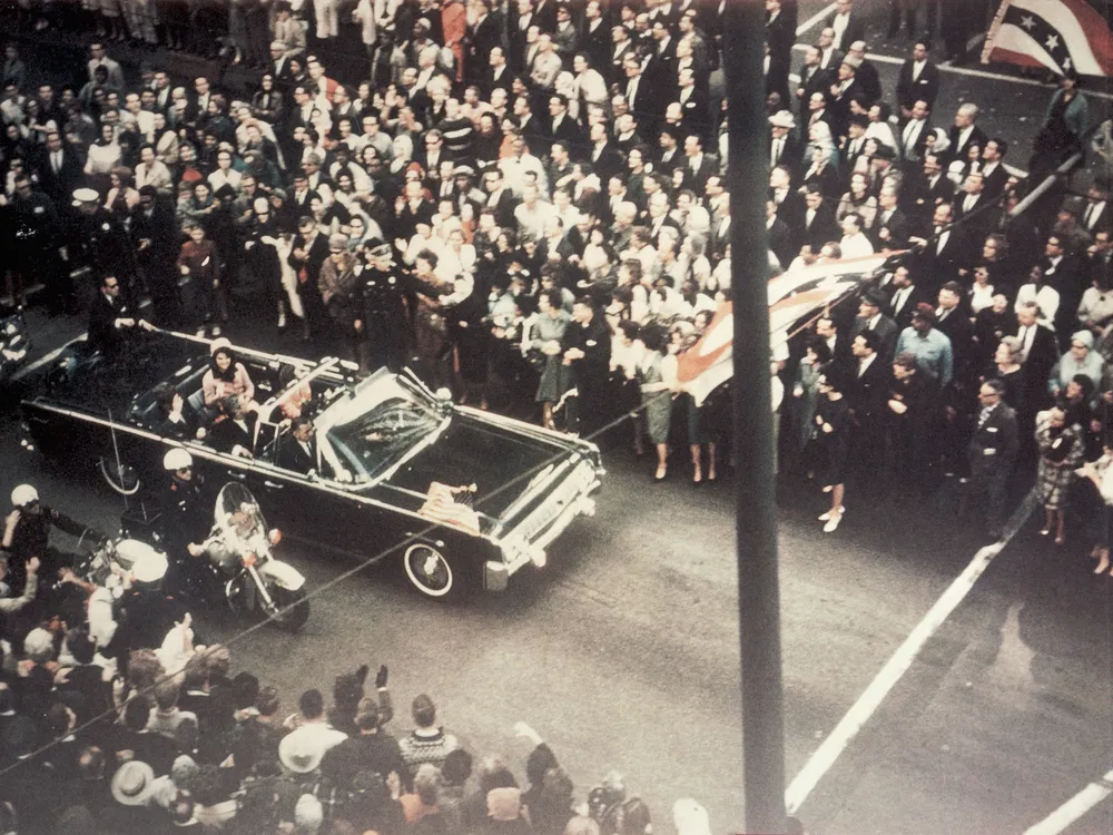 Aerial view of JFK motorcade before the president was asssassinated