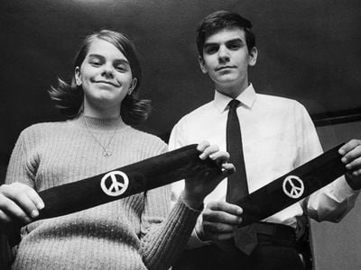 Mary Beth and John Tinker display their black armbands in 1968, over two years after they wore anti-war armbands to school and sparked a legal battle that would make it all the way to the Supreme Court.