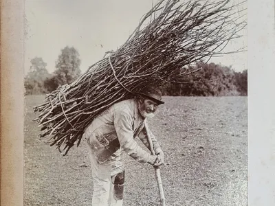An original Victorian-era photograph of the &quot;stick man&quot; featured on the cover of Led Zeppelin IV